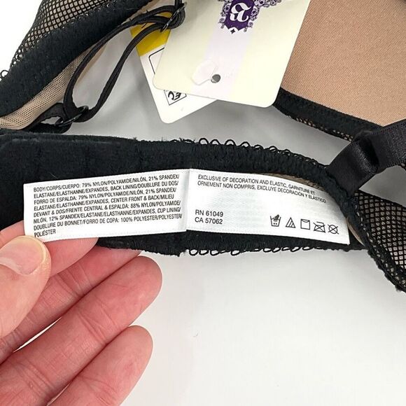 B. Tempt'd By Wacoal After Hours Bralette Bra Underwire Padded Medium Black NWT - Picture 5 of 10